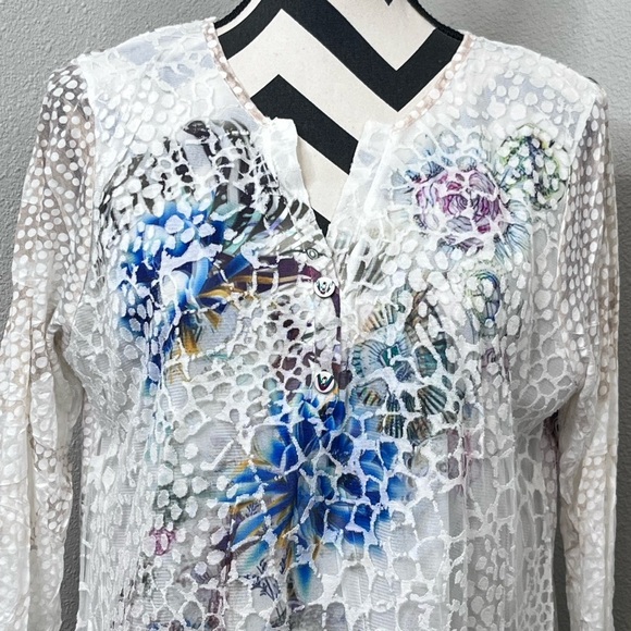 Kamana Boho Artsy Sheer Y2K Layered Sz L Tunic Top - Picture 9 of 11